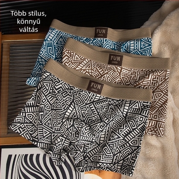 Férfi pamut alsónemű, lélegző, antibakteriális és gyorsan száradó; középmagasságú derék, kötött anyag.