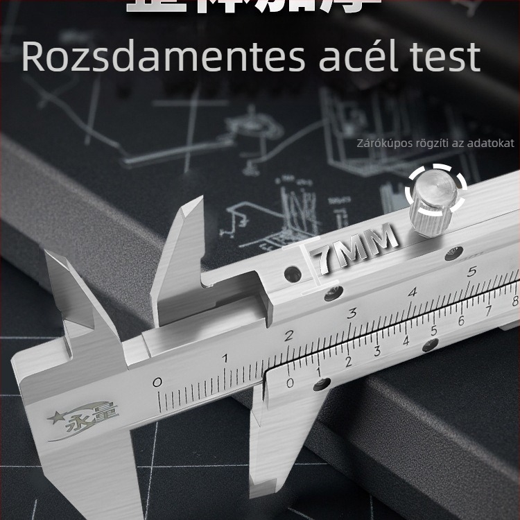 Rozsdamentes acél Vernier tolómérő, nagy pontosságú ipari osztály
