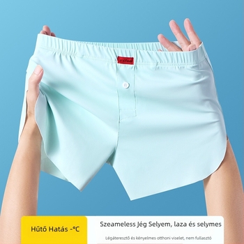 Férfi boxeralsó, légáteresztő nylonból (fő anyag 70–80%), ágyék részen viszkóz bélés (80–90%), középmagas derék, kötött anyag, lélegző