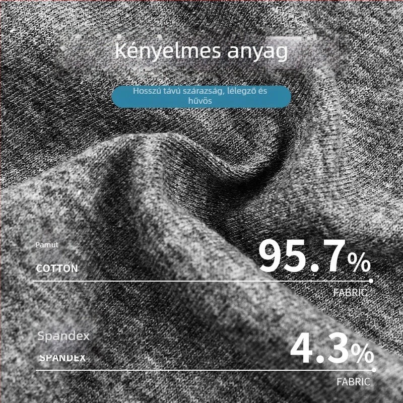 Férfi pamut alsónemű, középmagas derekú, légáteresztő, izzadságot felszívó, kötött anyag