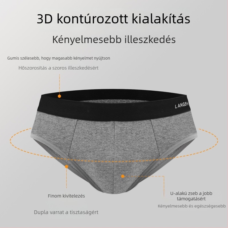 Férfi pamut alsónemű, középmagas derekú, légáteresztő, izzadságot felszívó, kötött anyag