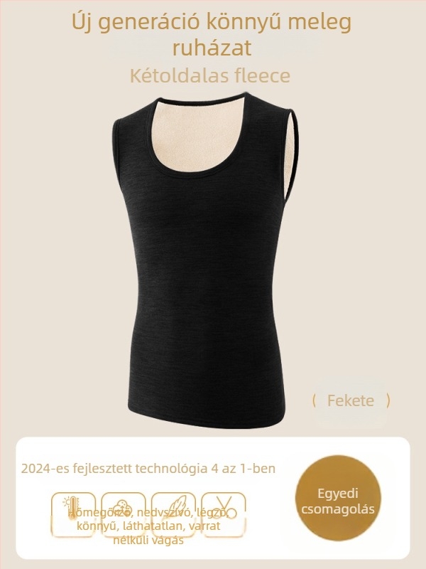 Női termikus mellény fleece-béléssel, kétszeres rétegű, kerek nyakú, poliészter alapréteg