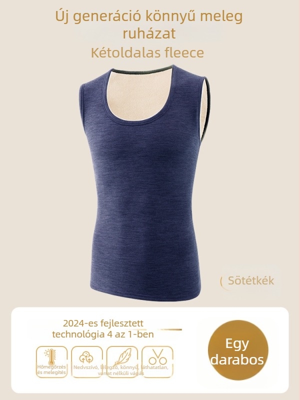 Női termikus mellény fleece-béléssel, kétszeres rétegű, kerek nyakú, poliészter alapréteg