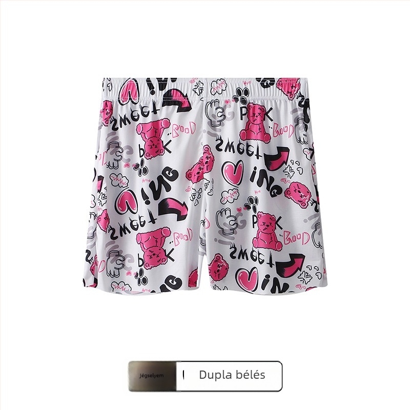 Férfiaknak készült ice silk anyagú varrat nélküli boxer rövidnadrág, lazán szabott, plusz méret, lélegző otthoni viselet