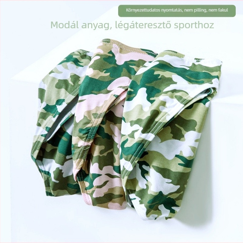 Kamuflált férfi alsónemű Modal Lenzingből, lélegző, kötött, alacsony derekú