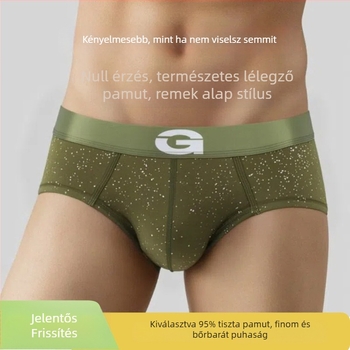 Férfi pamut háromszög alakú alsó, légáteresztő, sportos stílus, csillagos ég minta