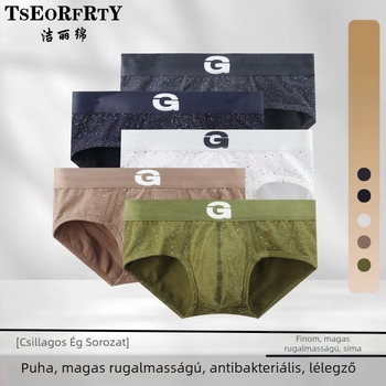 Férfi pamut háromszög alakú alsó, légáteresztő, sportos stílus, csillagos ég minta