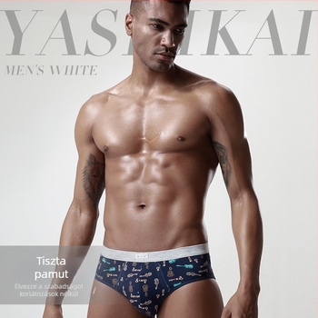 Férfi pamut alsónadrág, lélegző, 95% pamut, rugalmas, középmagas derekú, betű mintázat