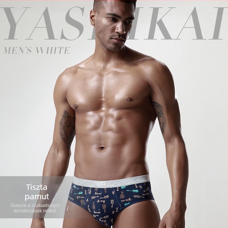 Férfi pamut alsónadrág, lélegző, 95% pamut, rugalmas, középmagas derekú, betű mintázat