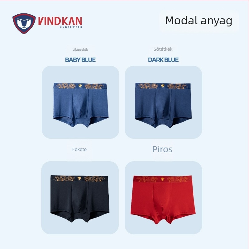 Férfi modal boxeralsó, középmagas derekú, varrat nélküli, egyszínű minta, 95–100% modal