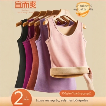Női meleg báránygyapjú termos mellény vastag fleece-béléssel