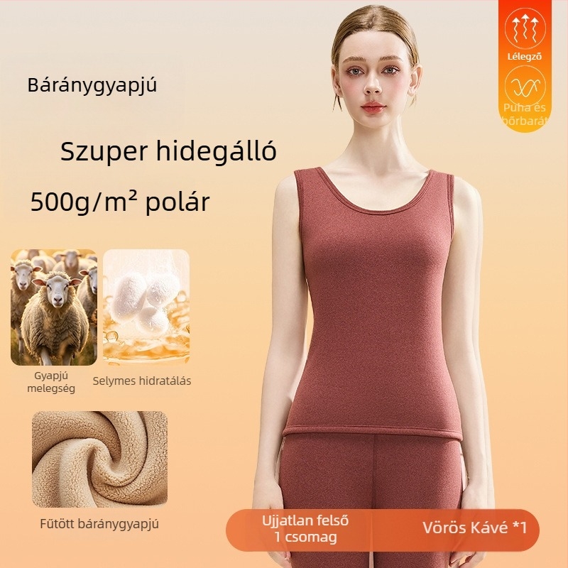 Női meleg báránygyapjú termos mellény vastag fleece-béléssel