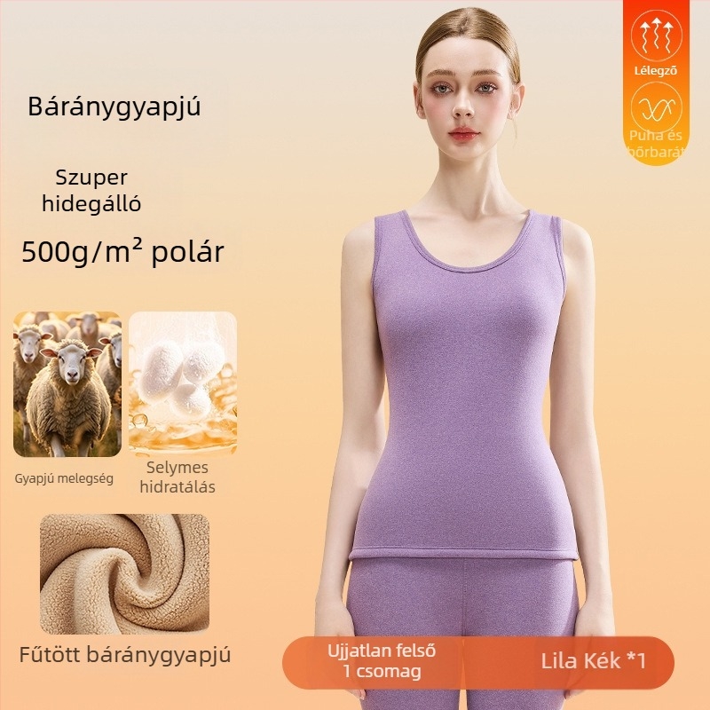Női meleg báránygyapjú termos mellény vastag fleece-béléssel
