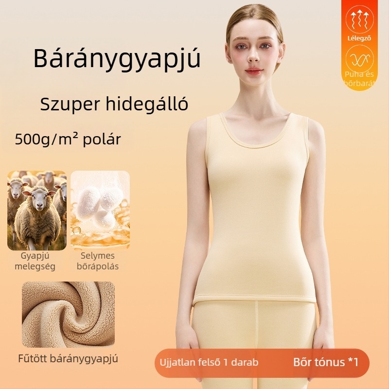 Női meleg báránygyapjú termos mellény vastag fleece-béléssel