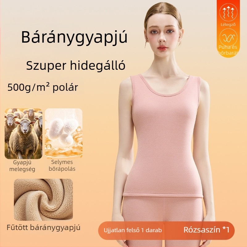 Női meleg báránygyapjú termos mellény vastag fleece-béléssel