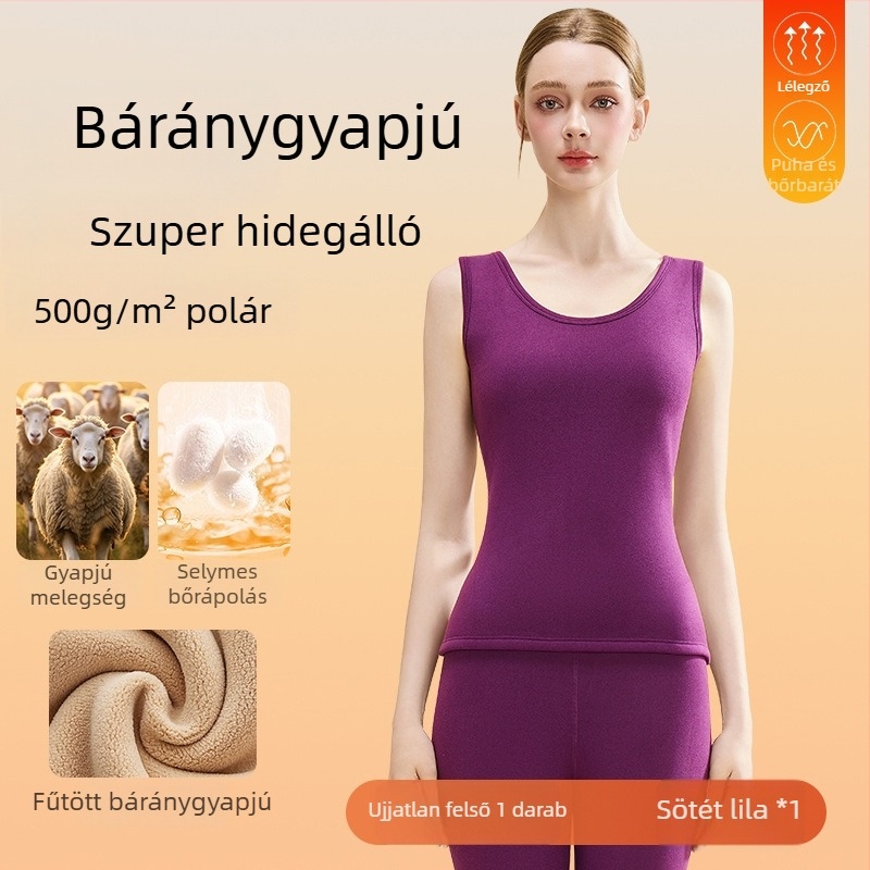 Női meleg báránygyapjú termos mellény vastag fleece-béléssel