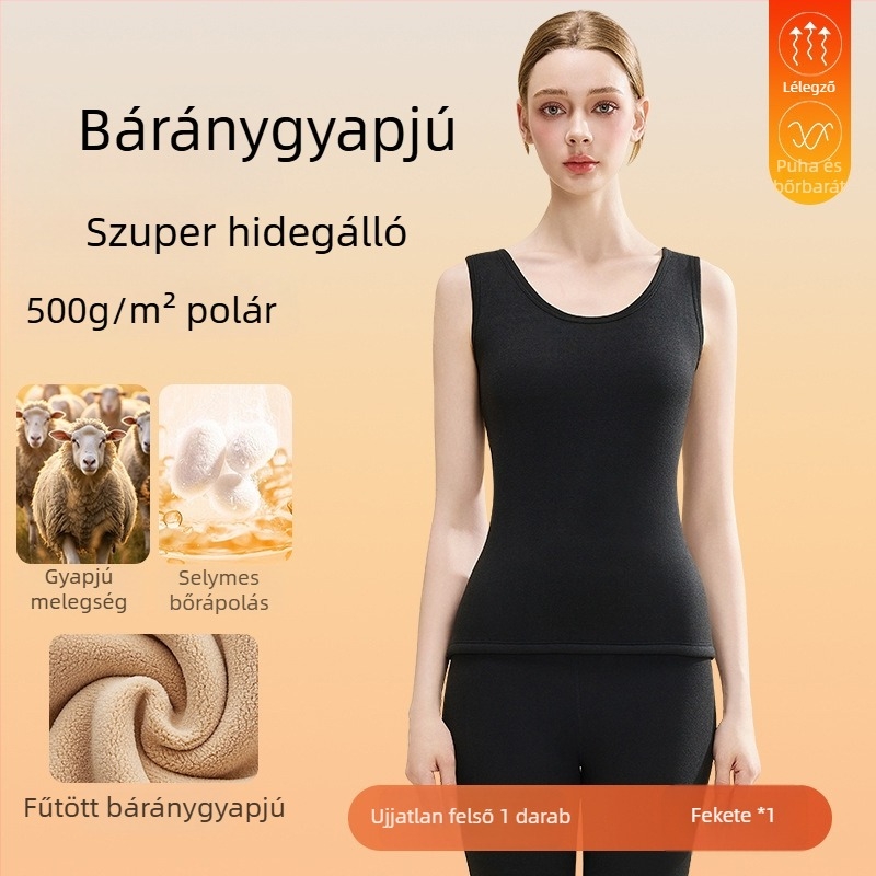 Női meleg báránygyapjú termos mellény vastag fleece-béléssel