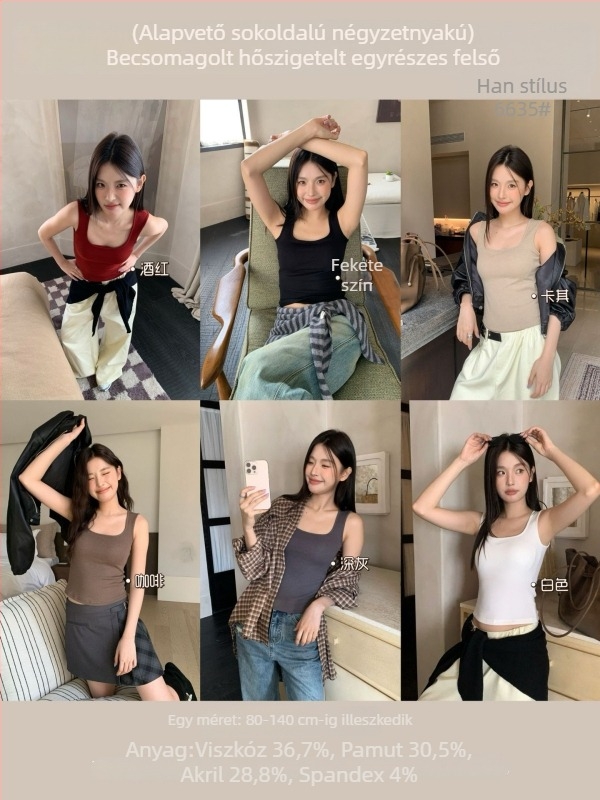 Kamisol felső, karcsúsított fazon, rövid hossz, egyszínű, viszkóz-spandex keverék, 2025 ősz