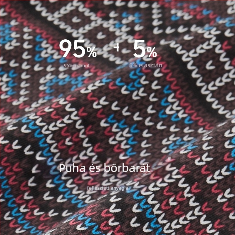 Férfi pamut boxeralsó, lazán szabott, középmagasságú derék, jacquard szövés, kamufláž és geometriai minták, légáteresztő