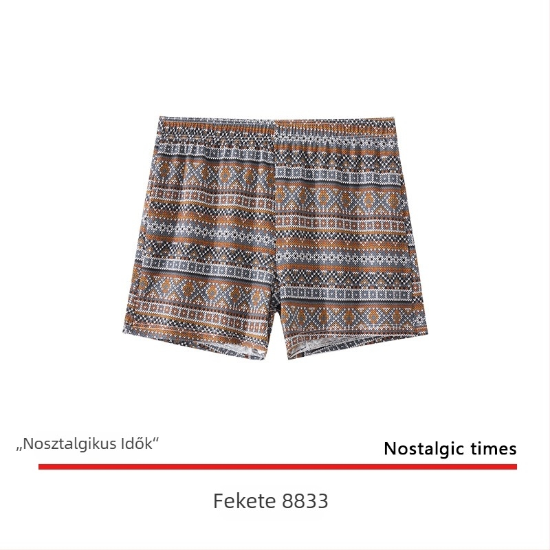 Férfi pamut boxeralsó, lazán szabott, középmagasságú derék, jacquard szövés, kamufláž és geometriai minták, légáteresztő