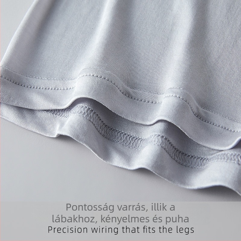 Férfi selyem boxer rövidnadrág U-alakú tasakkal, 100% Mulberry selyem, kettős rétegű lélegző kötött anyag, középmagas derék