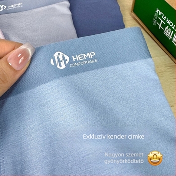 Dobozos férfi boxeralsó, lélegző természetes modal-kender anyagból, antibakteriális, sportos alsó