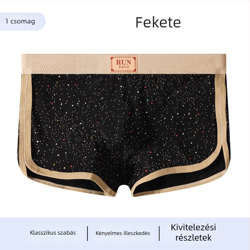 Férfi pamut boxer brief, lélegző és kényelmes, kozmikus csillagos mintával.