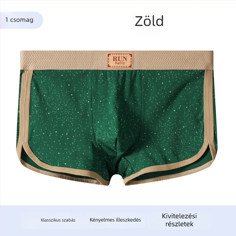 Férfi pamut boxer brief, lélegző és kényelmes, kozmikus csillagos mintával.