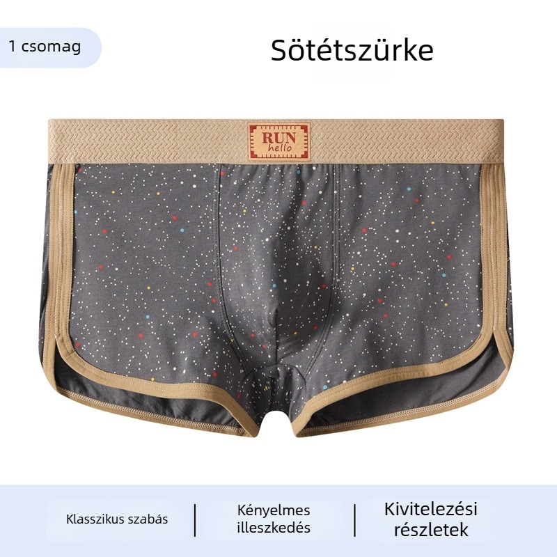 Férfi pamut boxer brief, lélegző és kényelmes, kozmikus csillagos mintával.