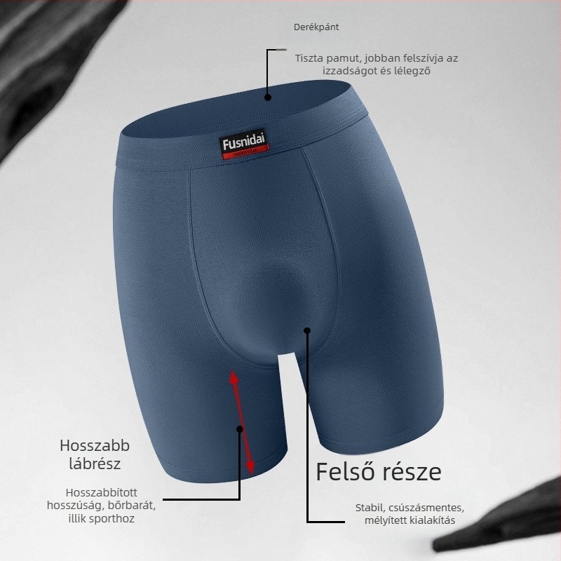 Pamut férfi magas derekú boxeralsónadrág, légáteresztő, sportos