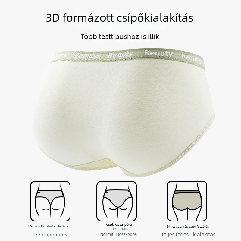 7A kategóriás női pamut alsónemű, 100% pamut, antibakteriális, pamut bélés, betűs mintázat, középmagas derekú, plusz méret