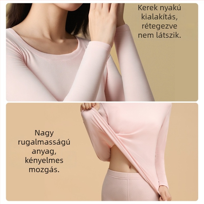 Uniszex őszi-téli termo készlet, varrás nélküli kivitel, meleg felső kerek nyakú alapréteg, nedvességelvezető, bolyhosított belső, szűk szabás