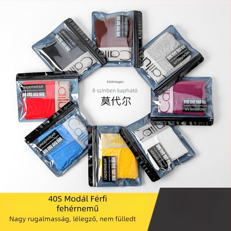 Modal férfi boxer brief, középmagas derekú, kényelmes és lélegző, ágyéktáji bélés regenerált cellulóz rostból