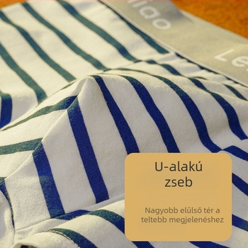 Férfi csíkos pamut boksernadrág – középmagas derék, 100% pamut, kötött anyag, nyári viselet
