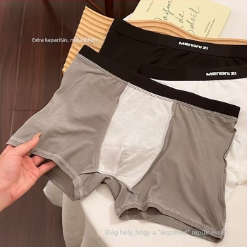 Férfi boxeralsó, lélegző, antibakteriális, Milk Silk anyag, alacsony derekú, 90–95% poliészter