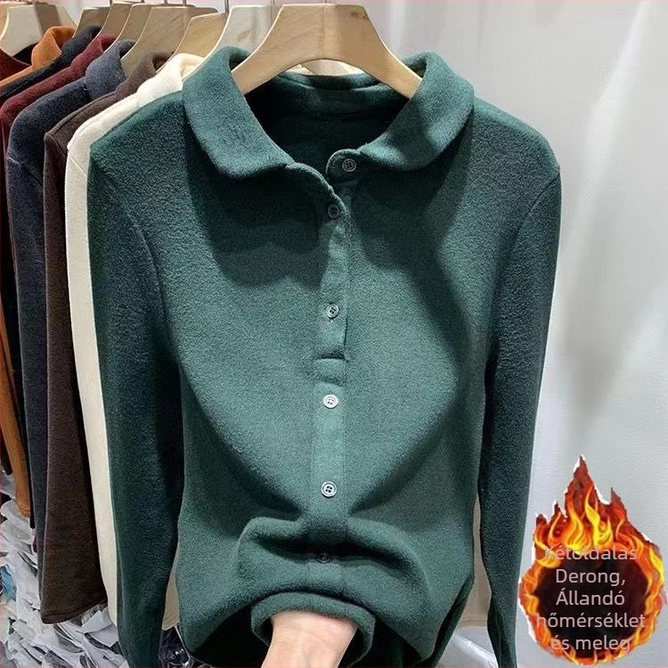 Szatén ing polo gallérrel, laza szabás, 3D mintázat, tavasz 2025 kiadás