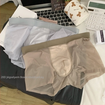 Férfi boxeralsó Ice Silk anyagból, légáteresztő, gyorsan száradó, 3D honeycomb zseb, kötött nylon anyag