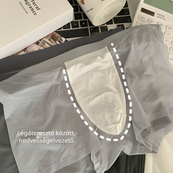 Férfi boxeralsó Ice Silk anyagból, légáteresztő, gyorsan száradó, 3D honeycomb zseb, kötött nylon anyag