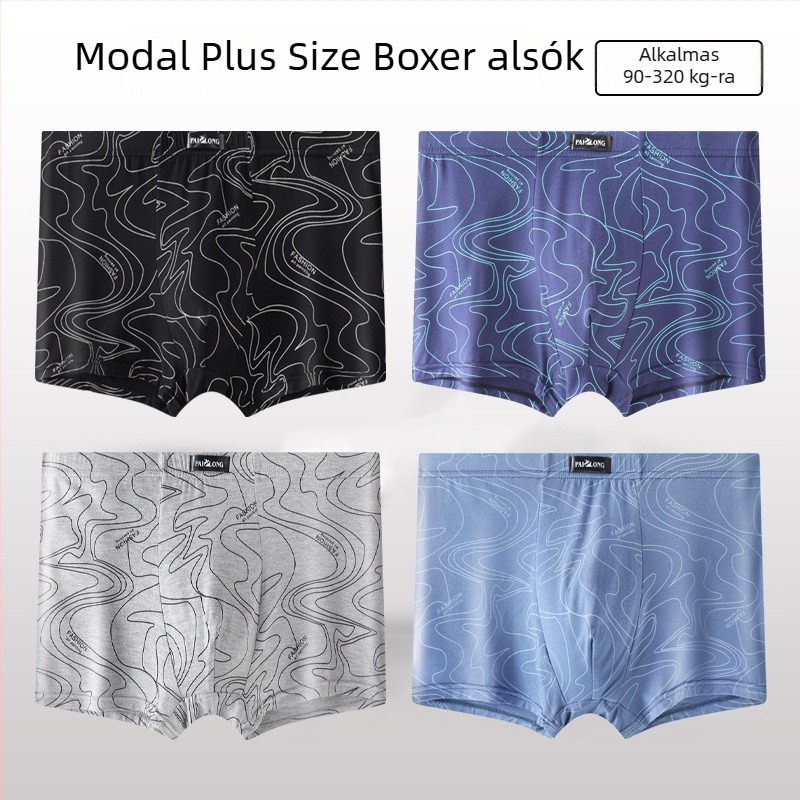 Modal férfi boxer briefs antibakteriális ágyékkal, plusz méret, divatos, jégselyem érzet