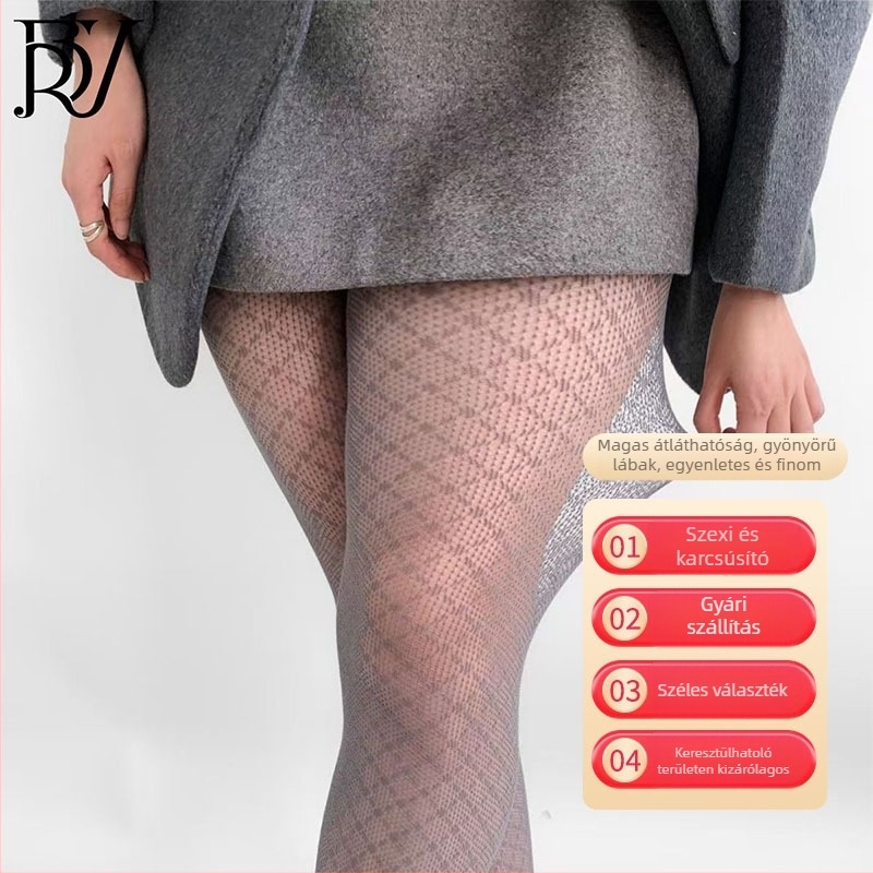 Nylon vékony hálós harisnya kis rombusz mintával, sexy és formázó hatású, szagálló és nedvességelnyelő