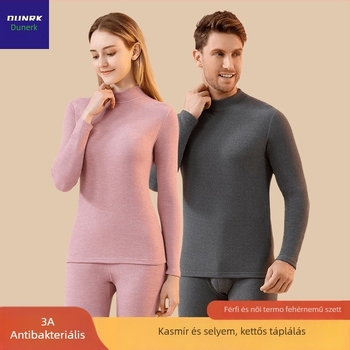Unisex kasmír-selyem termoszett, fél magas galléval, fleece-béléssel és vastag anyaggal, felső rész hosszú ujjú és nadrág