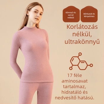 Unisex kasmír-selyem termoszett, fél magas galléval, fleece-béléssel és vastag anyaggal, felső rész hosszú ujjú és nadrág