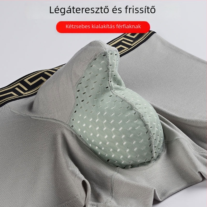 Férfi boxer briefs: lélegző viszkóz anyag, középmagas derék, seamless, antibakteriális, sportos