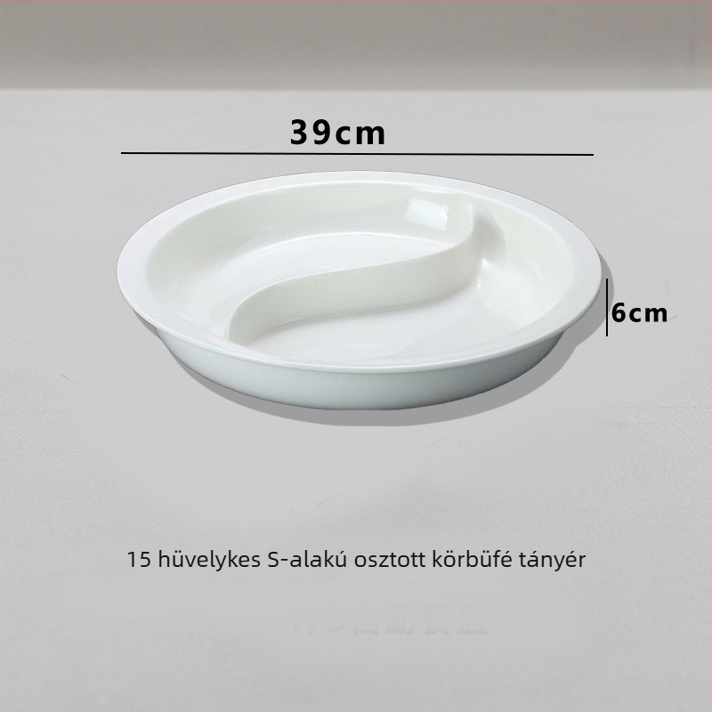 Kör alakú kerámia adagoló tál szállodai büféhez, underglaze felülettel, mikrohullámú sütő nem alkalmas