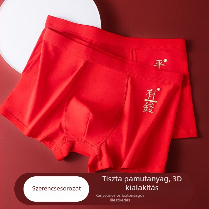 Férfi pamut boxeralsó, közepes derekú, egyszínű, légáteresztő és antimikrobiális, 95–100% pamut