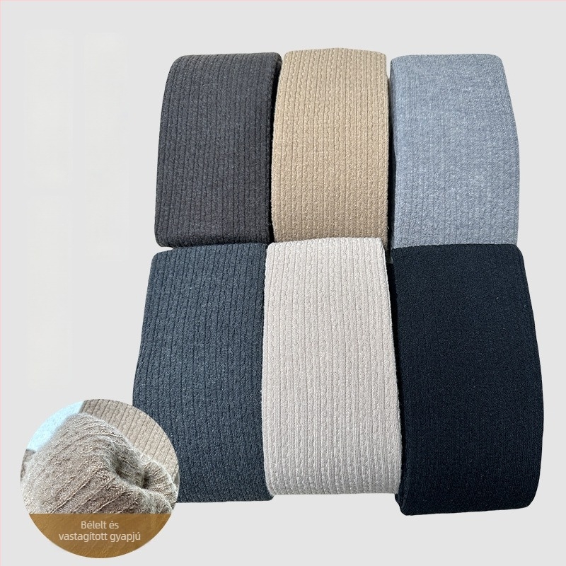 2026 őszi-téli női gyapjú leggings meleg fleece-béléssel, egyszínű