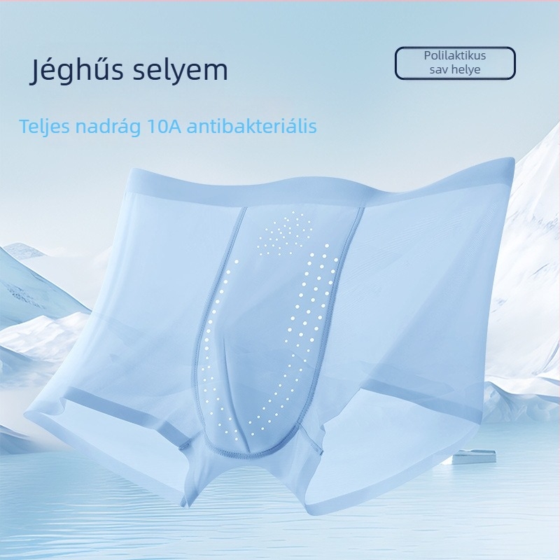 Férfi boxeralsó, Ice Silk és Nylon keverék; ágyék rész polilaktikus savval bélelt; középmagas derék; lélegző, gyorsan száradó, antibakteriális