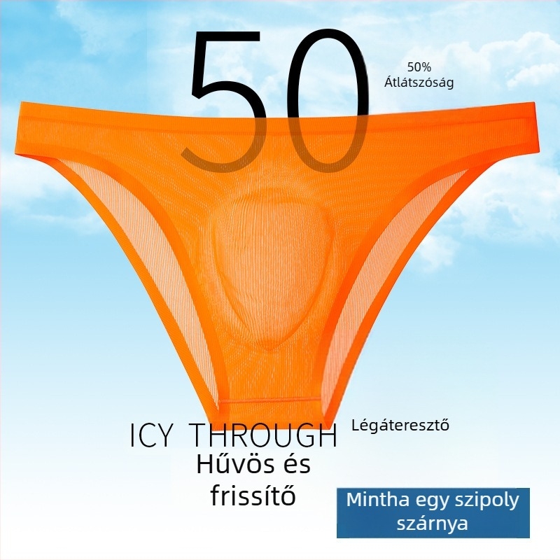 Férfi Ice Silk bordázott, varrás nélküli boxeralsónemű, alacsony derekú, Nylon 50-70% fő anyag