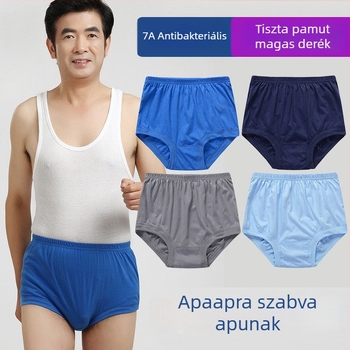 Férfi magas derekú 100% pamut alsóneműk, légáteresztők