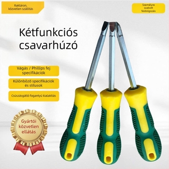 Xiongfeng mágneses csavarhúzó 45# acélból, keresztes és lapos fejű, kettős végű